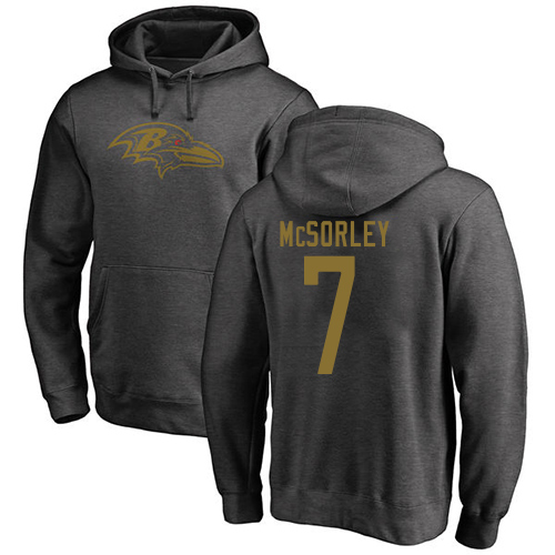 Men Baltimore Ravens Ash Trace McSorley One Color NFL Football #7 Pullover Hoodie Sweatshirt->nfl t-shirts->Sports Accessory